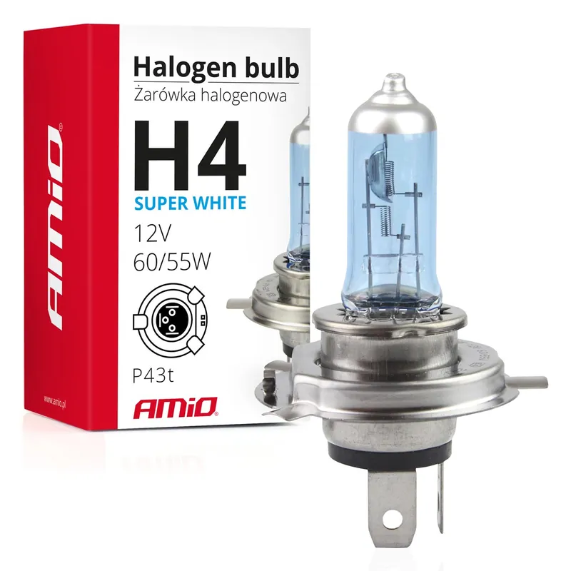 Turvallinen Maksu Halogeenipolttimo H4 12 V 60/55 W UV-suodatin (E8) Super White