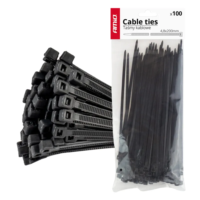 Sertifioitu Nippusiteet musta 4,8x200mm – 100 kpl