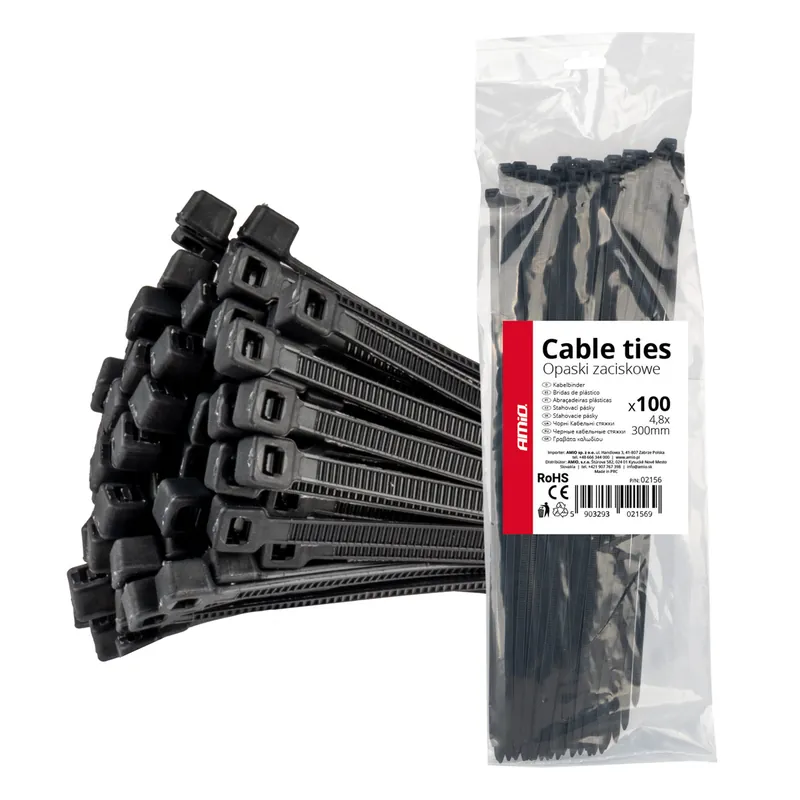 Erikoistarjous Nippusiteet musta 4,8×300 mm – 100 kpl