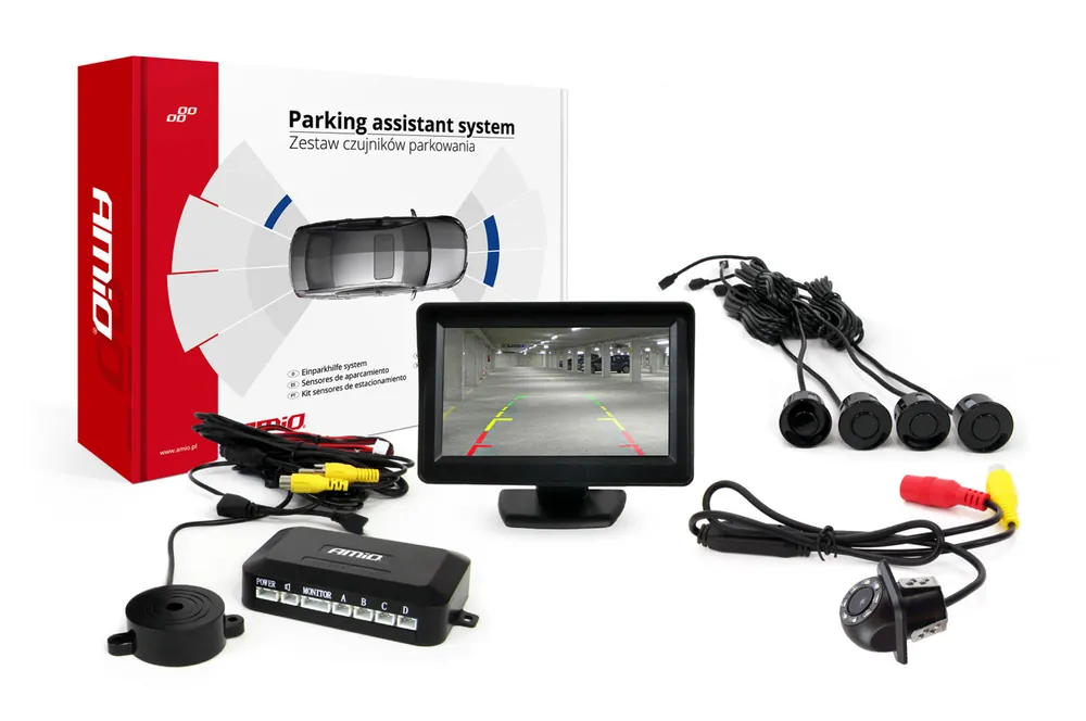 Ilmainen Palautus Pysäköintiavustin TFT01 4.3″ HD-305 LED-kameralla ja 4 anturilla musta
