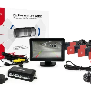 Ajankohtainen Pysäköintiavustin TFT01 4.3″ HD-305 LED-kameralla ja 4 anturilla musta sisäasennus