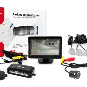 Ajankohtainen Pysäköintiavustin TFT01 4,3″ HD-307-IR kameralla ja 4 anturilla hopea