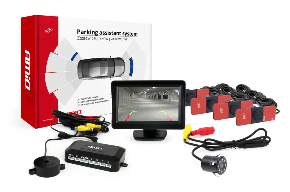 Poisto Pysäköintiavustin TFT01 4.3″ HD-307-IR kameralla ja 4 anturilla musta sisäasennus