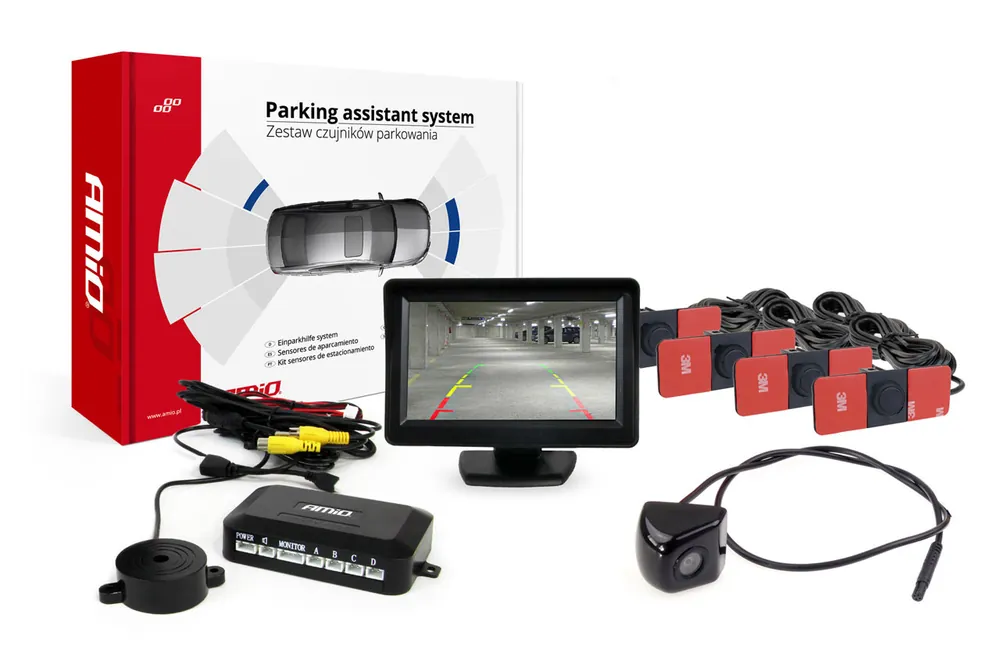 Aito Pysäköintiavustin TFT01 4,3″ HD-310-kameralla ja 4 anturilla, musta, sisäinen
