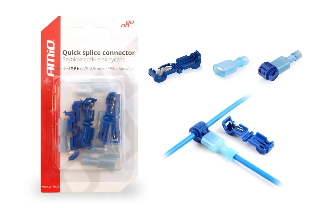 Sähköliittimet pikaliitin T-tyyppi 0,75-2,5mm² 15A 5kpl blister Korkea Laatu