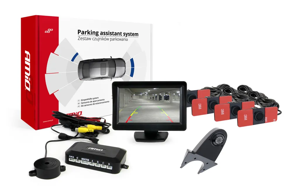 Pysäköintiavustin TFT01 4,3″ HD-502-IR kameralla ja 4 anturilla musta sisäinen Merkkituote
