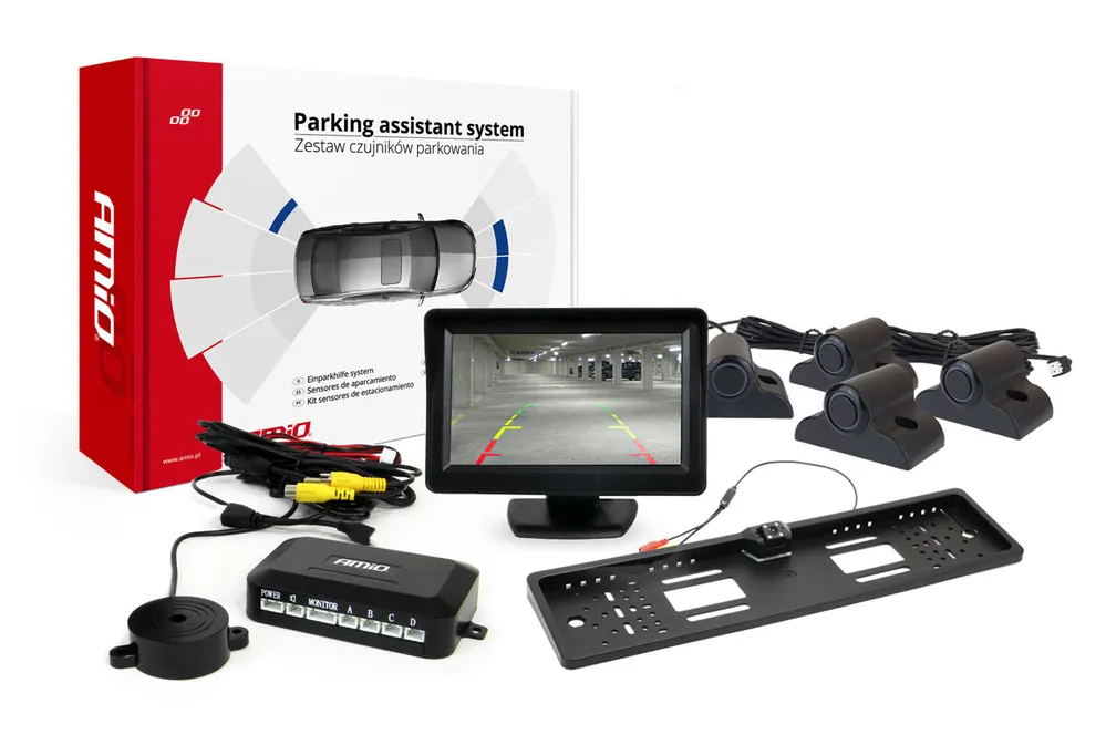 Tarjous Pysäköintiavustin TFT01 4.3″ HD-402-LED-kameralla ja 4 anturilla musta Truck