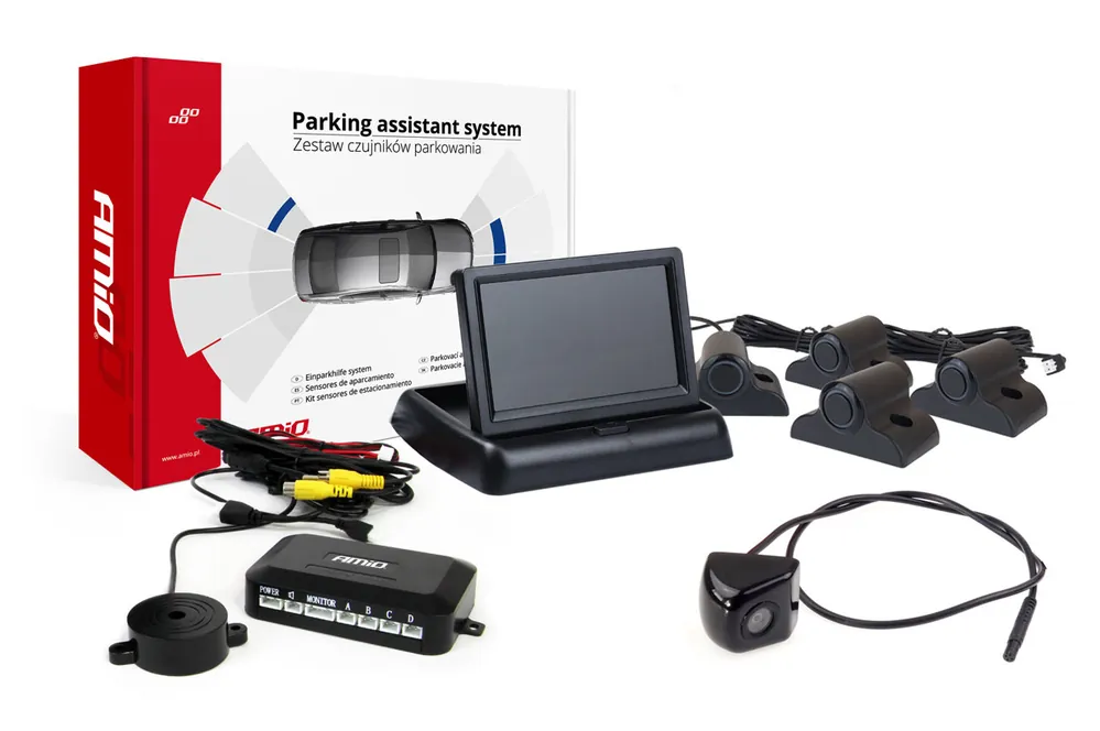 Pakollinen (Must-Have) Pysäköintiavustin TFT02 4,3″ HD-310-IR kameralla ja 4 anturilla musta Truck