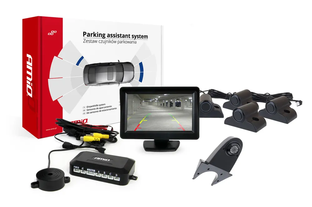 Pysäköintiavustin TFT01 4,3″ HD-502-IR kameralla ja 4 anturilla musta Truck Tilaa Nyt