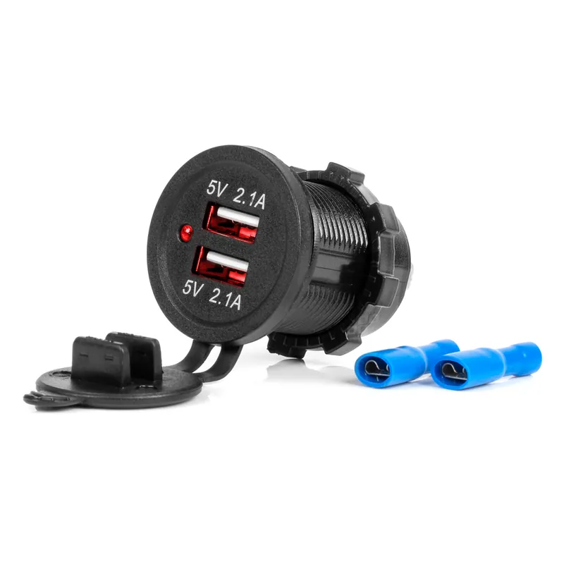 Vedenpitävä puhelinlaturi 2xUSB 12/24 V MOD-04 Aito