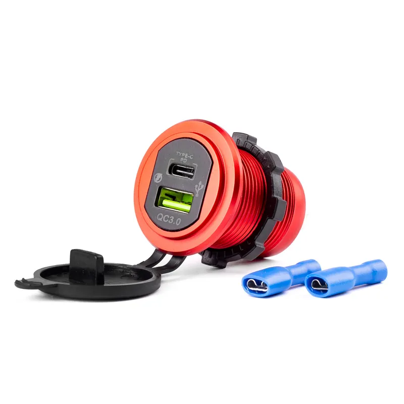 Suosittu Vedenpitävä puhelinlaturi USB+USB-C 12/24 V MOD-09