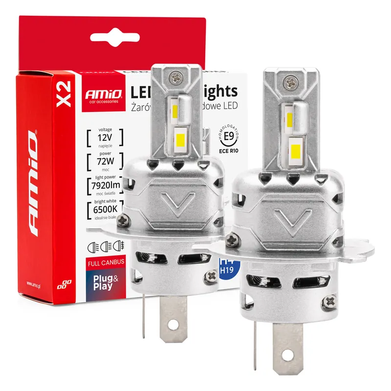 LED-ajovalo H4/H19 X2-sarja AMiO Edullinen Hinta