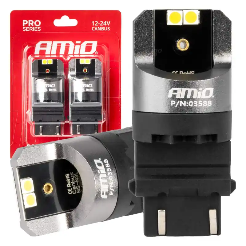 Heti Saatavilla LED-polttimo CANBUS PRO 3157 P27/7W 4×3030 SMD valkoinen 12/24V CANBUS