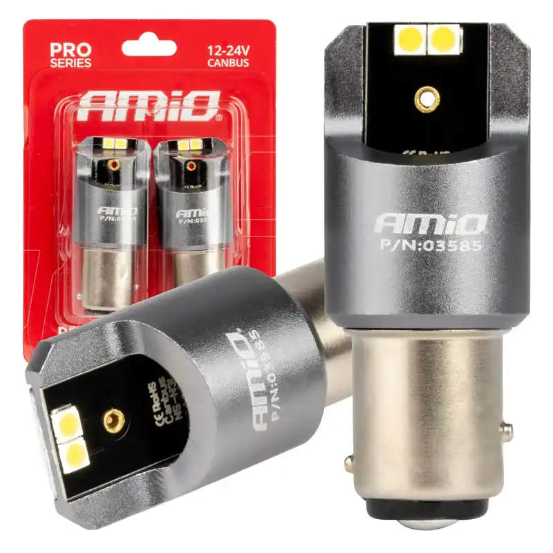 LED CANBUS PRO -polttimo BAY15D P21/5W 4×3030 SMD valkoinen 12/24 V Uusi Malli