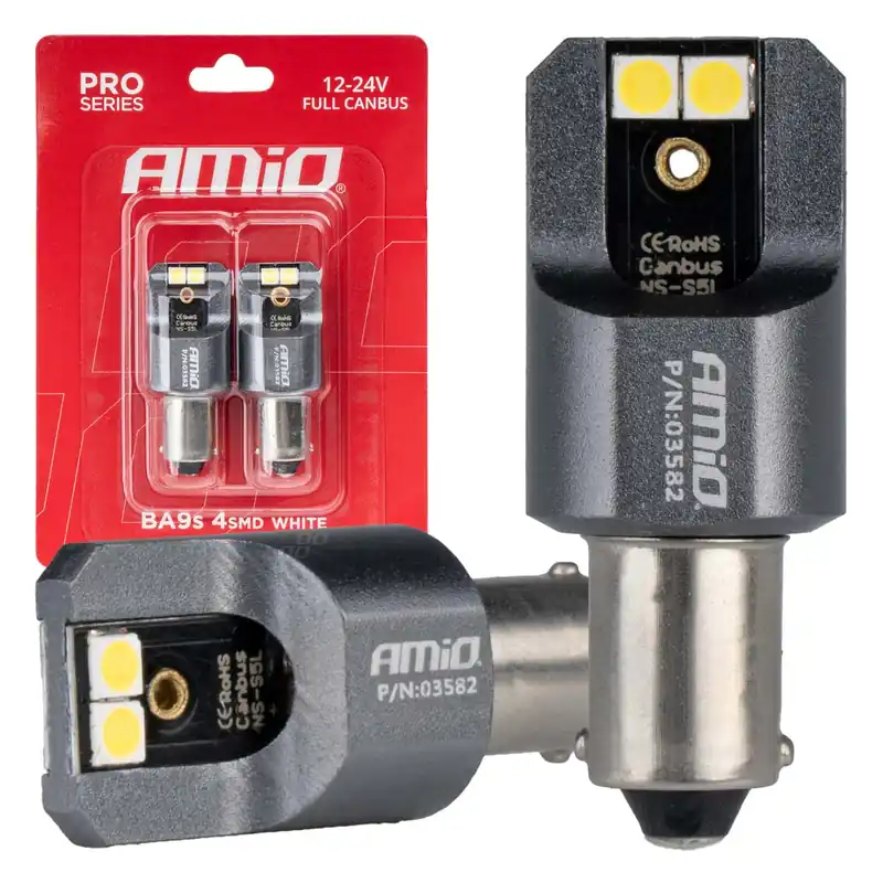 LED-polttimo CANBUS PRO -sarja BA9S 4×3030 SMD valkoinen 12/24 V FULL CANBUS Korkea Laatu