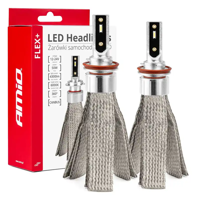 Edullinen LED-ajovalot AMiO FLEX+ H8 H9 H11 H16 CANBUS 6000K 12V 24V