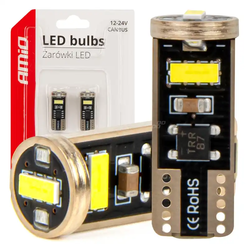 Tarjoushinta LED-polttimo T10e W5W 3×2055 SMD valkoinen 12V/24V CANBUS