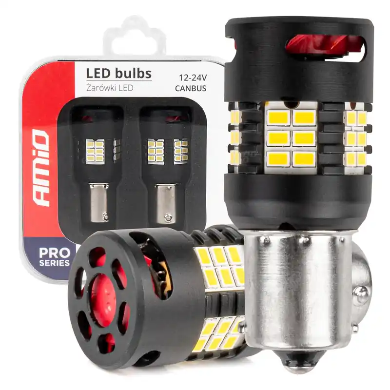 LED CANBUS -polttimot PRO-sarja 1156 BA15S P21W R10W R5W 24×3020 SMD tuulettimella valkoinen 12V/24V Lähetetään Heti