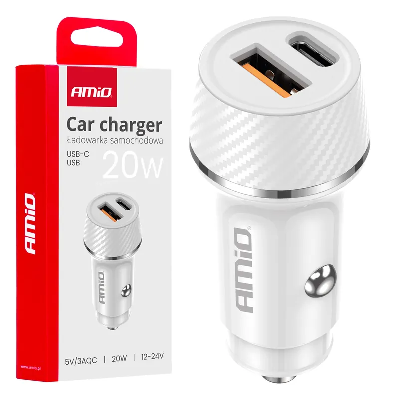 Autolaturi USB-A + USB-C 20 W 12/24 V Pikatoimitus