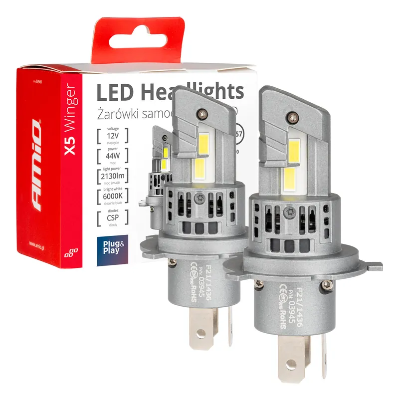 LED-ajovalot X5-sarja WINGER H4 6000K max 44 W Halpa