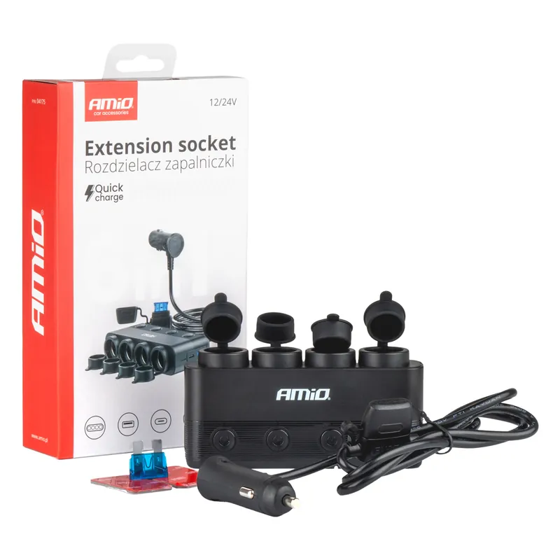 Lähetetään Heti Nelinkertainen jatkopistorasia PD30W QC3.0 12/24 V max. 216 W