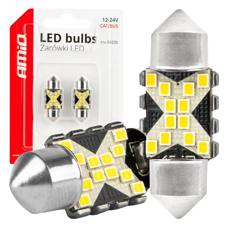 CANBUS LED-polttimo 12SMD Festoon C5W 31mm valkoinen 12/24V Aito