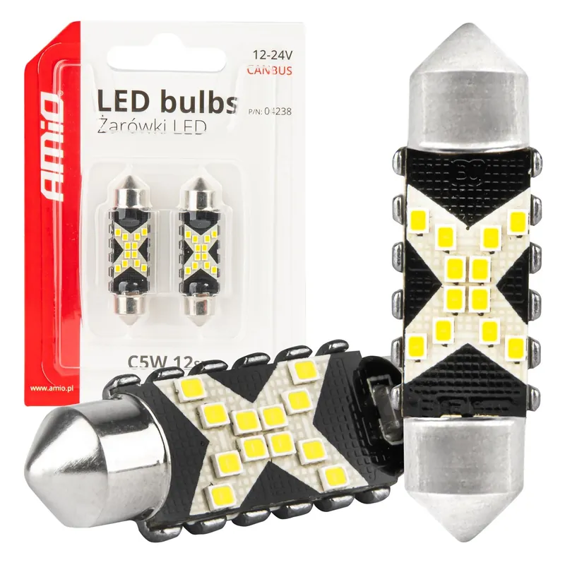 Loppuunmyynti CANBUS LED-polttimot 12SMD Festoon C5W 41mm valkoinen 12/24V