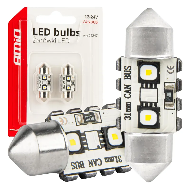 Kampanjahinta CANBUS LED-polttimot 12SMD Festoon C5W 3838 31mm valkoinen 12/24V