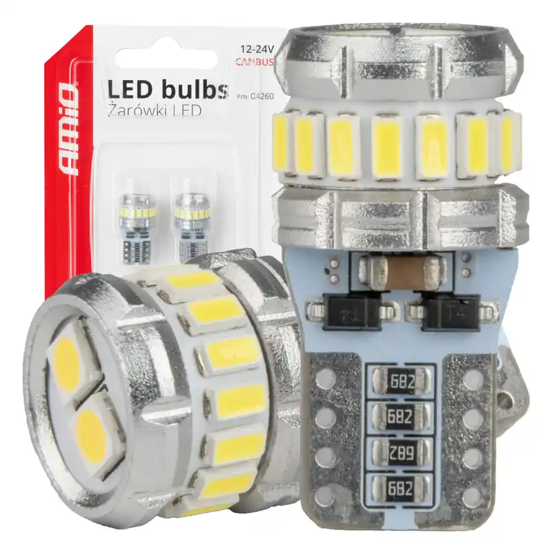 LED-polttimo CANBUS T10 W5W 16SMD 2SMD 3014 3030 valkoinen 12V 24V Tukkuhinta