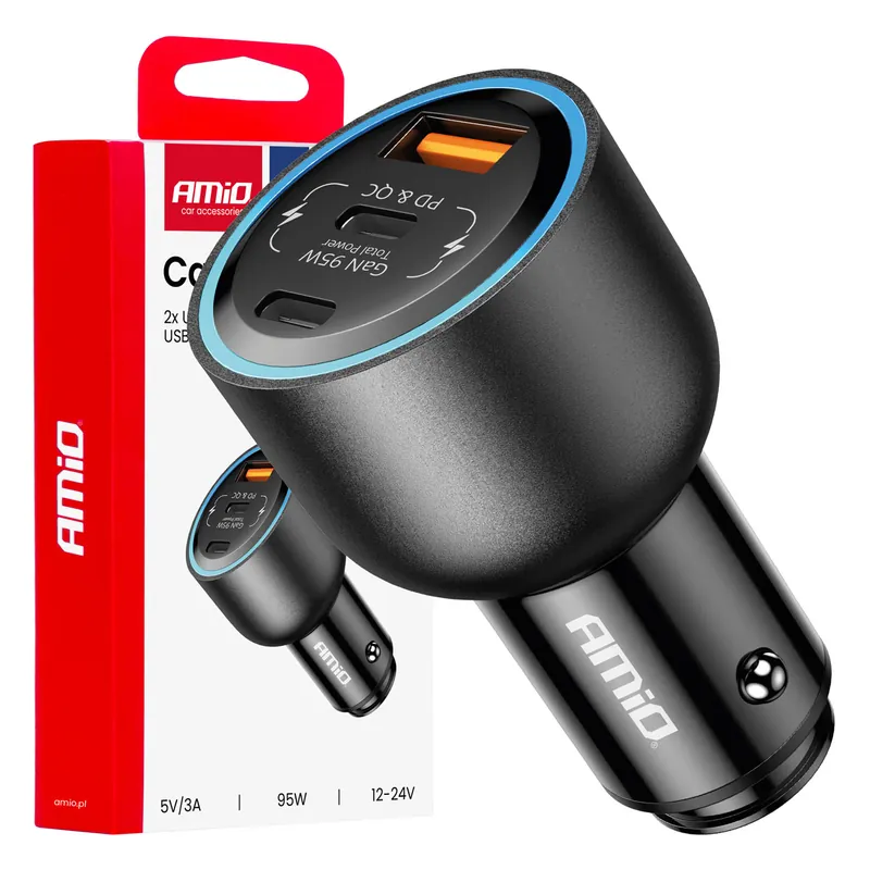 Autolaturi 2x USB-C + USB-A 12/24 V 95 W Viikonlopputarjous