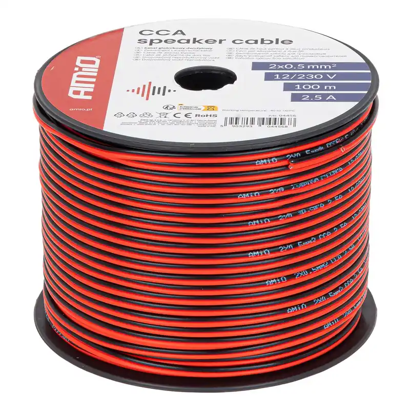 Lähetetään Heti Kaiutinkaapeli 2-johtiminen CCA 2×0,5 mm² 100 m 2,5 A