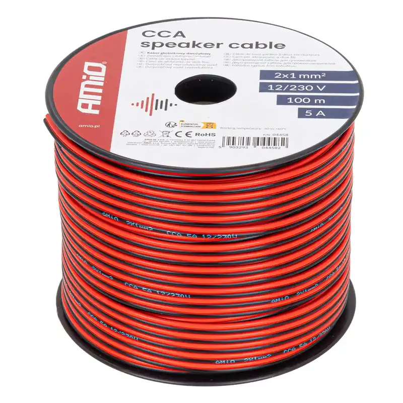 Uusi Malli Kaiutinkaapeli 2-johtiminen CCA 2×1 mm² 100 m 5 A
