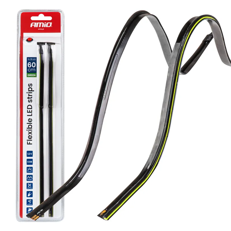 Älä Missaa LED-nauha autoon COB sivuvalo vihreä 2×30 cm 12 V