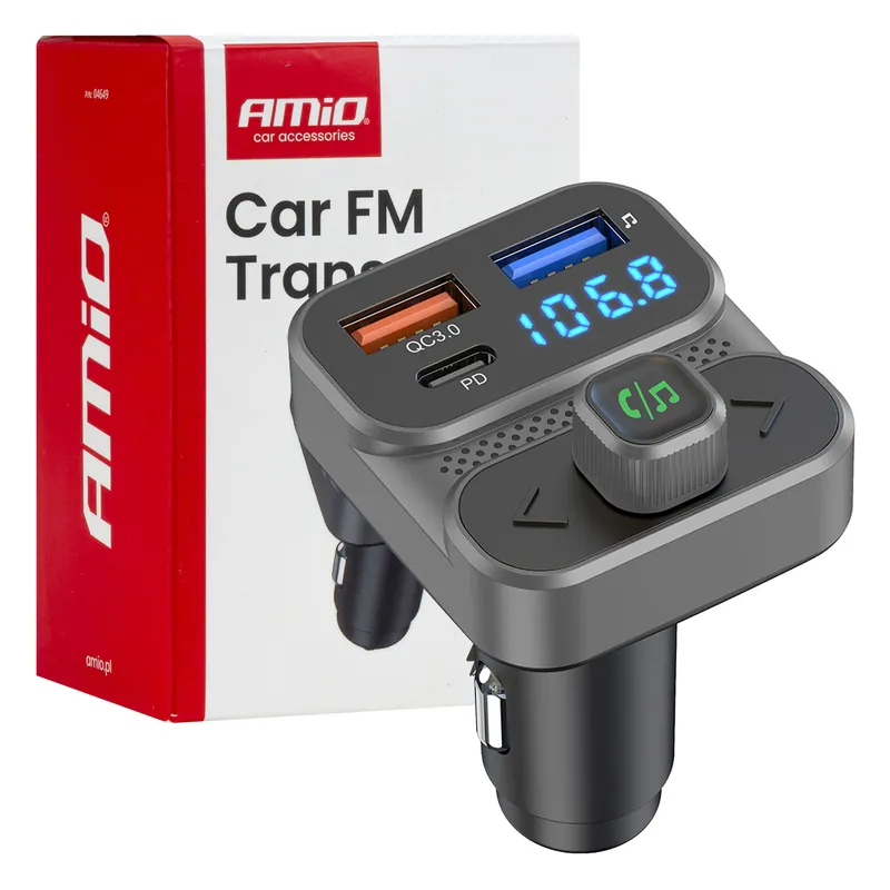 Vain Tänään FM-lähetin 2×USB-A 1×USB 12 V 24 V