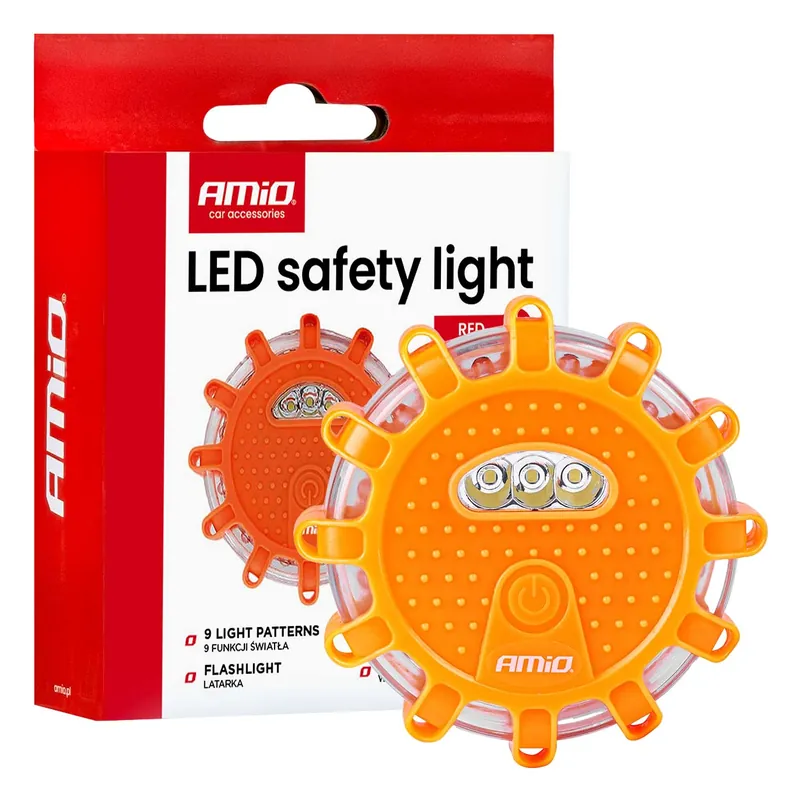 LED-varoitusvalo 12SMD+3SMD 650mAh (akku) punainen Uusi Malli