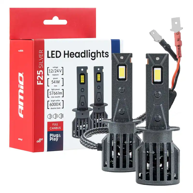 LED-ajovalot F25 Silver Full Canbus H1 54 W 12–24 V Superhinta