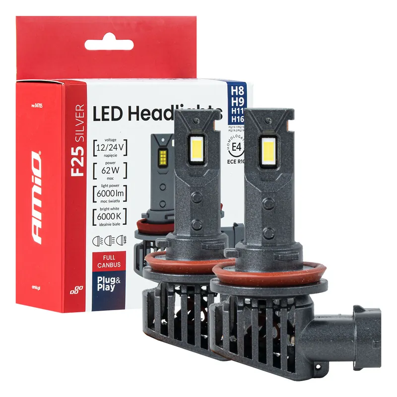 LED-ajovalot F25 SILVER FULL CANBUS H8/H9/H11/H16 62 W 12 V 24 V Rajoitettu Tarjous