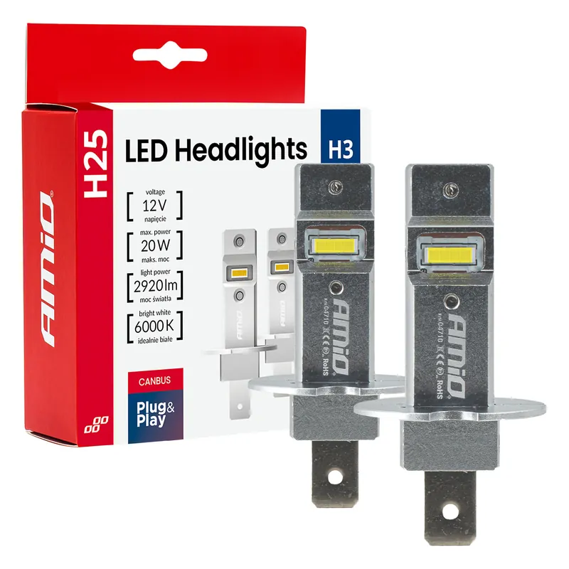 Turvallinen Maksu LED-ajovalot H25-sarja CANBUS H3 12V 20W