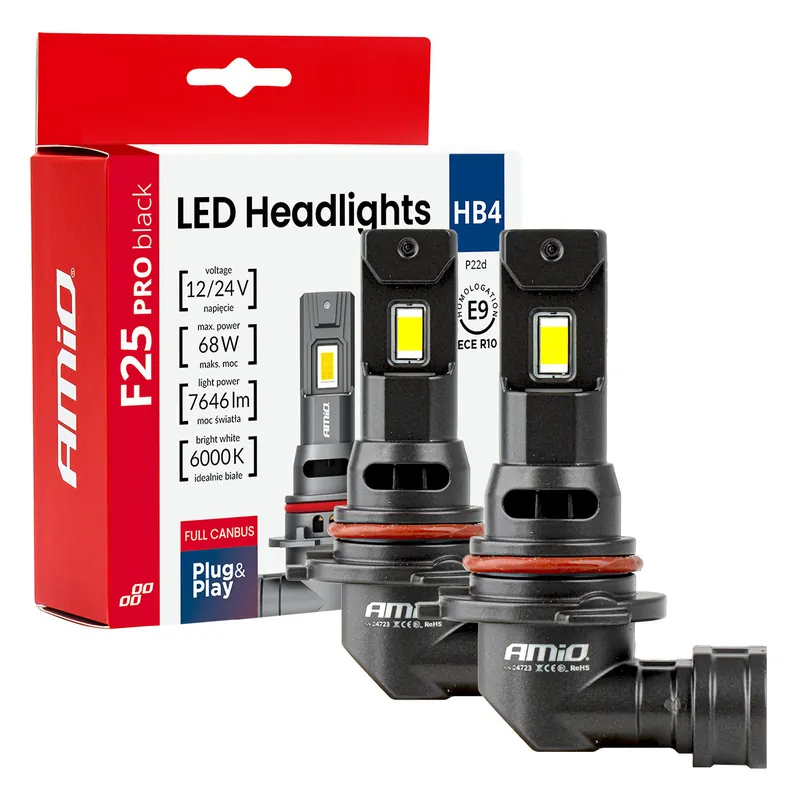 LED-ajovalot F25 PRO BLACK FULL CANBUS HB4 68 W 12–24 V Alennettu