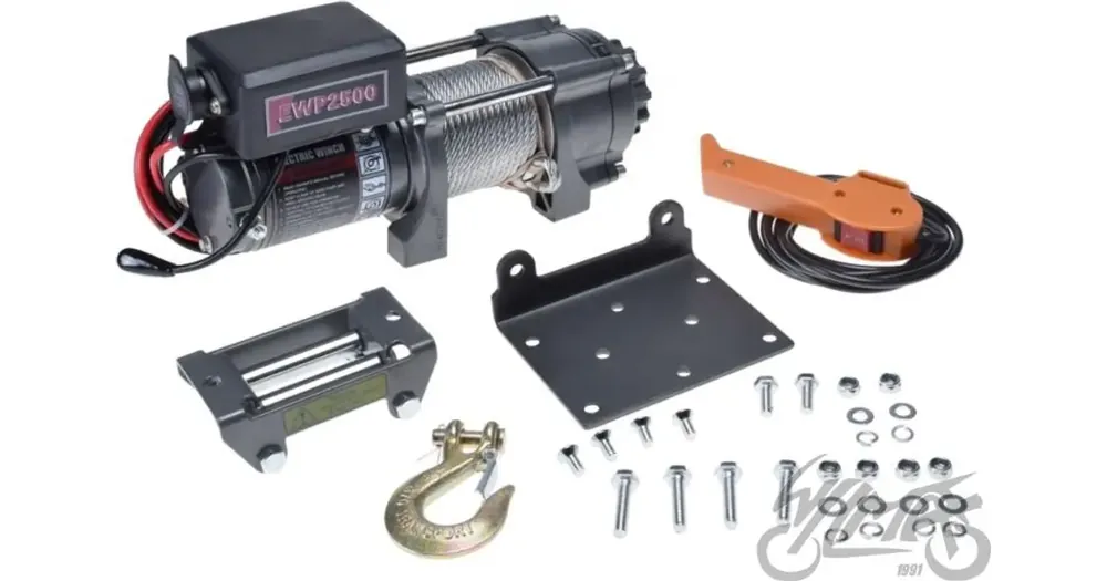 ATV-vinssi, vetokyky 1043 kg, 12 V 0,8 HP, teräsvaijeri 14 metriä 4,8 mm, EWP2500 Tehdashinta
