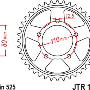 Takaratas 525 42 hammasta, musta, JT Sprockets JTR1331 Flash-Tarjous