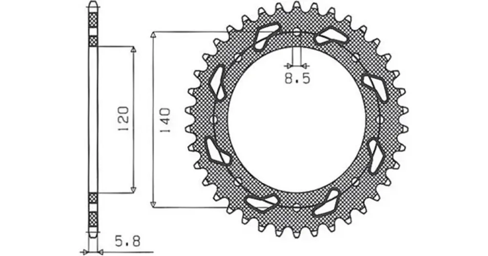 Pakollinen (Must-Have) Takaratas 520 43 hammasta Sunstar (JTR487)