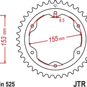 Takaratas 525, 38 hammasta, musta, JT Sprockets JTR893ZBK Eniten Myyty