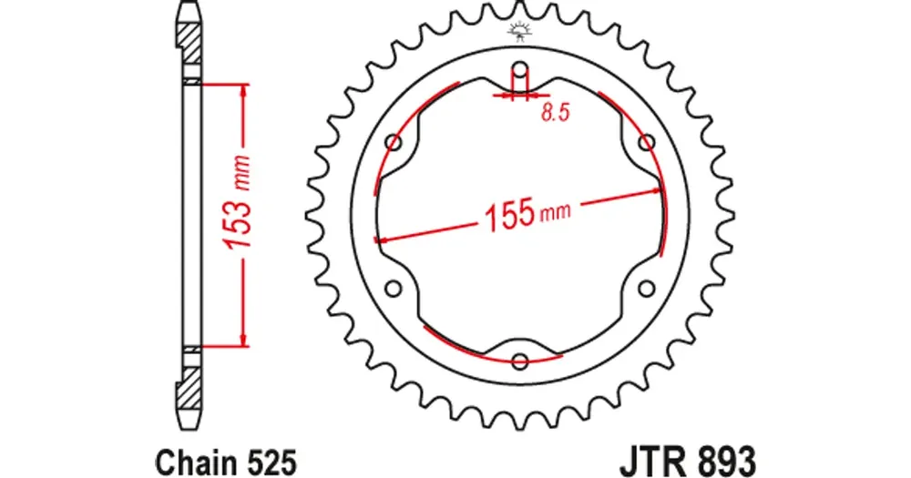 Takaratas 525, 38 hammasta, musta, JT Sprockets JTR893ZBK Eniten Myyty