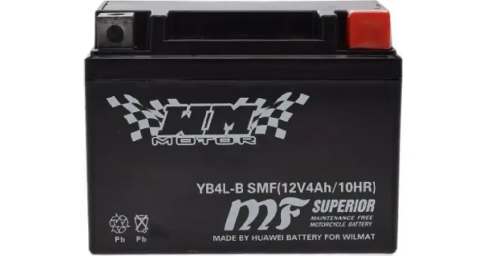 Huoltovapaa akku WM Motor SMF YB4L-B 12V 4Ah 120x70x92mm Kausialennus