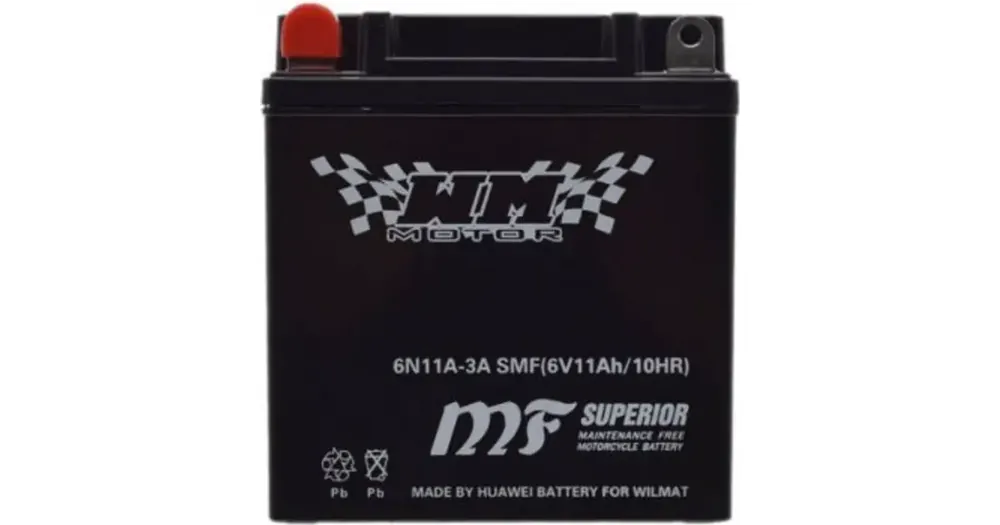 Huoltovapaa akku WM Motor SMF 6N11A-3A 6V 11Ah 121x58x131mm 100CCA Suoraan Valmistajalta