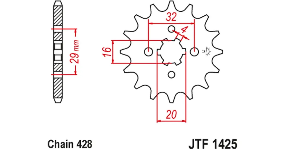 Kampanjahinta Etuhammasratas 428 15 hammasta JT Sprockets JTF1425
