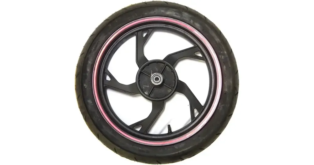 Takapyörä valmiina, vanne 2.50x17 + rengas 17x110/80 Junak Suoraan Valmistajalta