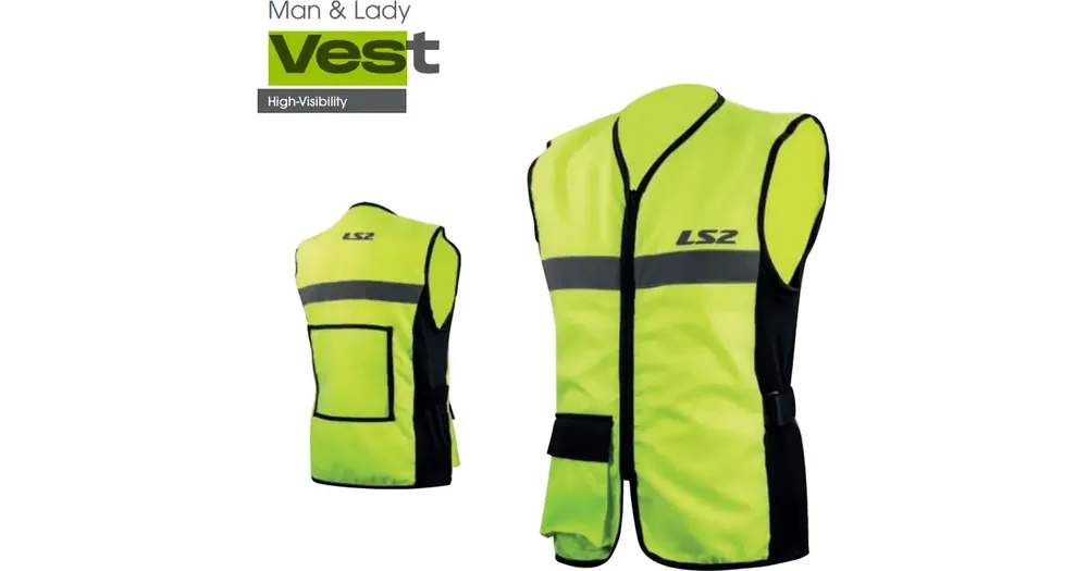 Turvallinen Maksu LS2 Hi-Vis Keltainen heijastoliivi moottoripyörään