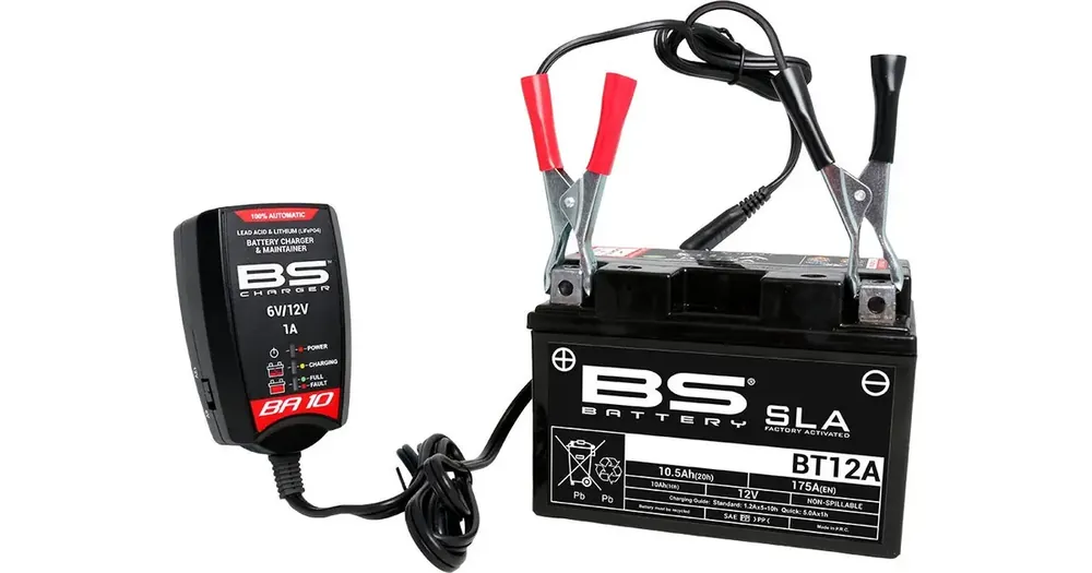 Akkulaturi 6V-12V, 2Ah - 40Ah akuille, geeli-, standardi-, litium-, AGM-akut, yleismallinen, BS Battery BA10 Halpa